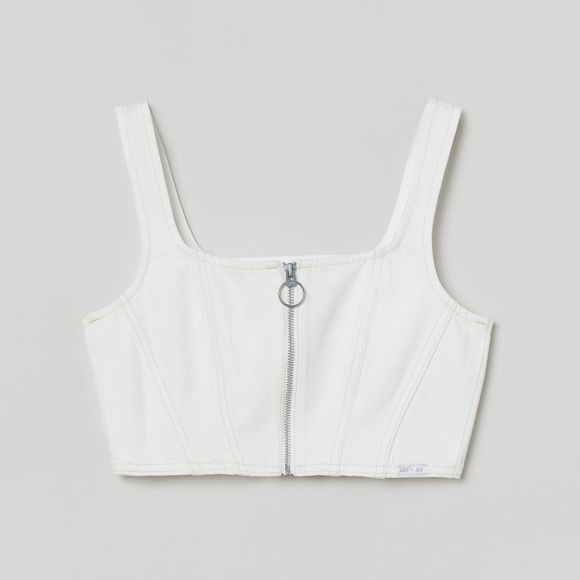 H&M x Lee White Denim Corset Top NEVER WORN! - Picture 1 of 5
